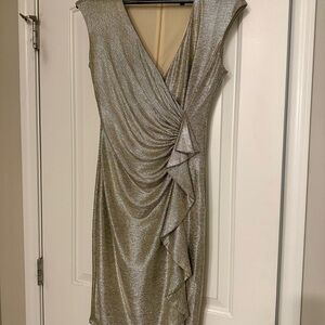 Women’s Marina gold/silvery midi dress, stretchy and comfortable